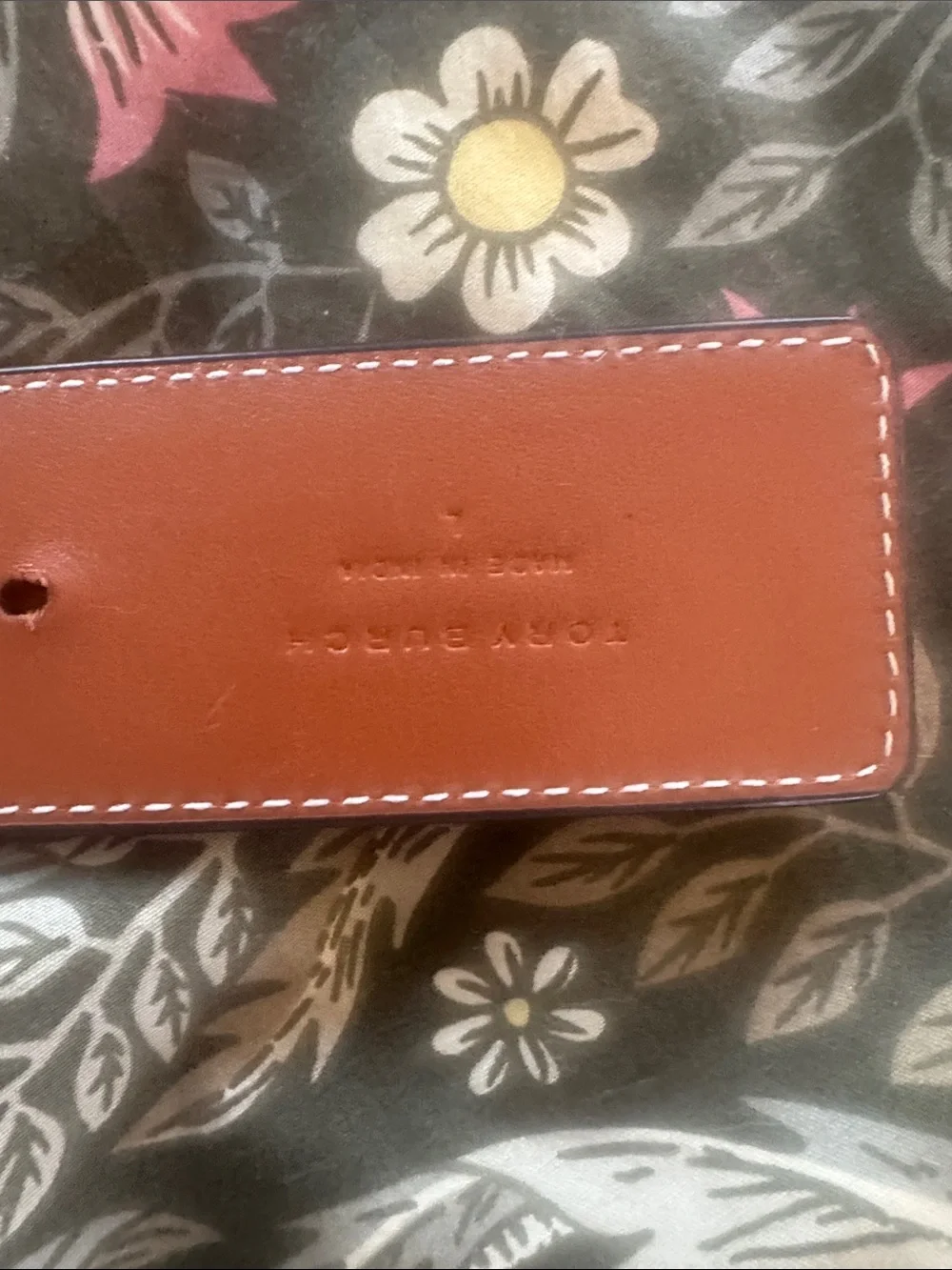 Tory Burch Reversible Brown and Black Leather Belt with Gold Logo Buckle